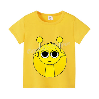 Sprunki Kids T-shirt Summer Children Incredibox Game Cotton Short Sleeve Top Boy Anime Fashion Cute Tee Girl Casual Clothes Gift