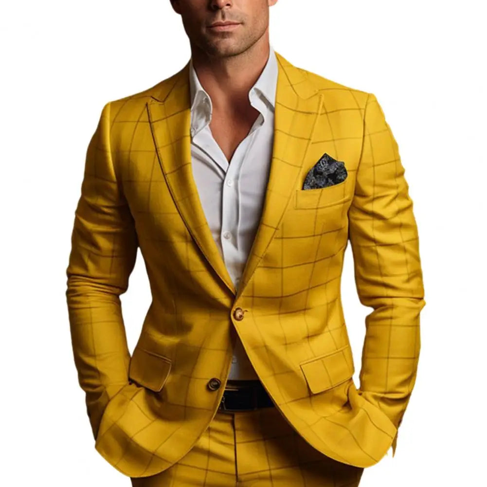 British Style Men Plaid Fashion High End Slim Wedding Banquet Slim Prom Tuxedo Classic British Style Mens Business coat 1 PC
