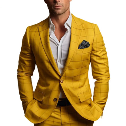 British Style Men Plaid Fashion High End Slim Wedding Banquet Slim Prom Tuxedo Classic British Style Mens Business coat 1 PC