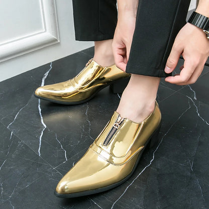 New Men's Wedding Dress Patent Leather Shoes Male Gold Blue Red Prom Punk Rock Homecoming Party Oxfords Footwear Zapatos Hombre