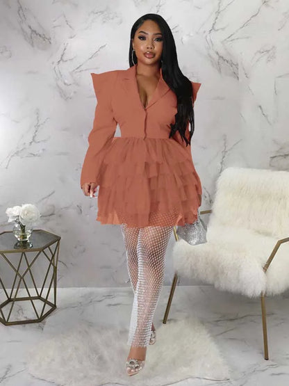 women Elegant and chic dress long sleeve spring female fashion dress mash blazer dress wholesale dropshipping