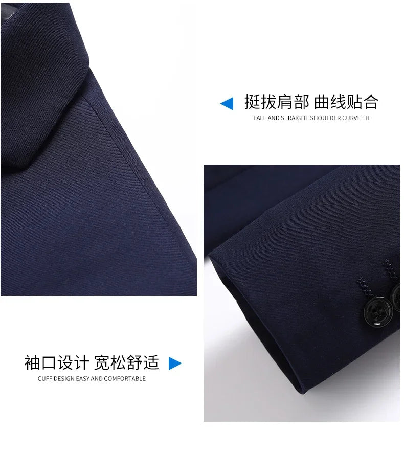 Blazer New Men's Fashion Business Solid Color British Style Professional Work Groom Wedding Dress Best Man Blazer Jacket