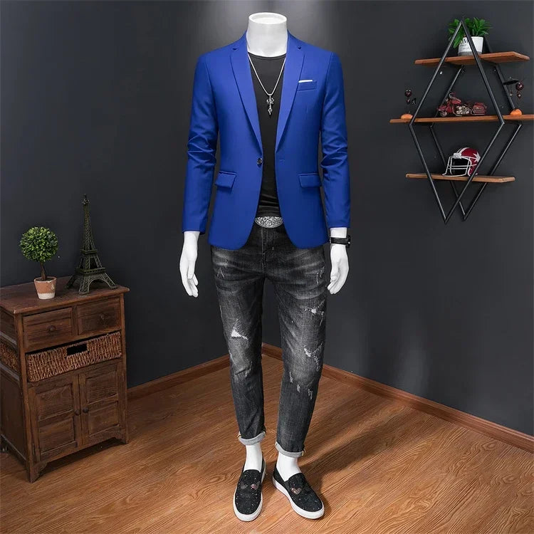 Boutique Fashion Suit Men's Slim Groom Wedding Suit Jacket Business Office Suit Casual Solid Color Suit Jacket