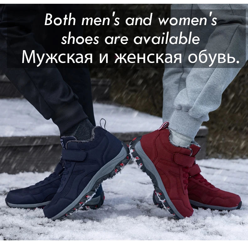 Warm Men Women Winter Boots With Fur Size 35-45 Snow Boots For Unisex Fashion Outdoor Sneakers Women Men Ankle Boots