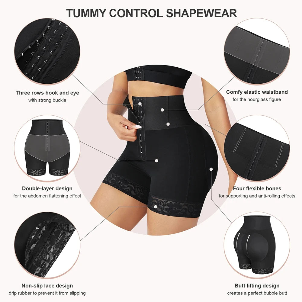 Fajas Colombianas BBL Sculpting Butt Lifter Shapewear for Women High-waisted Shorts Tummy Control Panties Postpartum Girdle faja