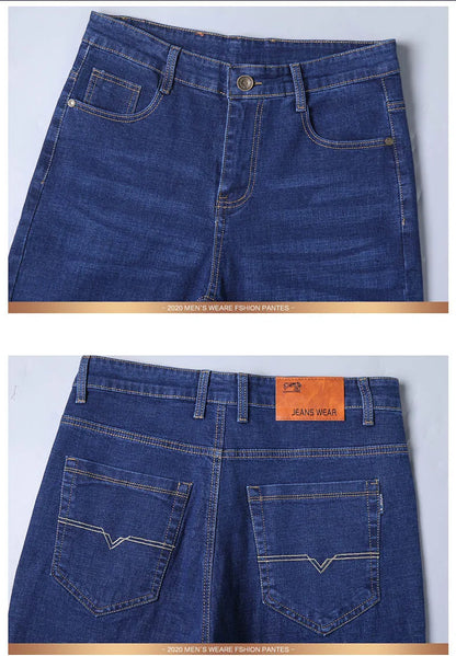 2024 NEW Men's Classic Style Casual Stretch Slim Jean Pants Male Brand Denim Trousers Black Blue Fashion Business Jeans