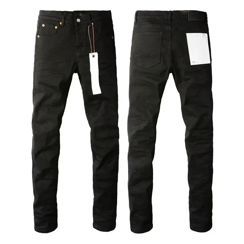 New Fashion Purples jeans Man with high street black brands pleats Fashion top quality Repair Low Rise Skinny Denim pants