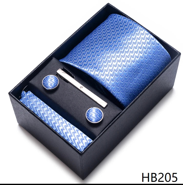 Mix Colors Wholesale 2023 New Style Wedding Gift Tie Pocket Squares Set Necktie Box Men Fit Wedding Blue Paisley