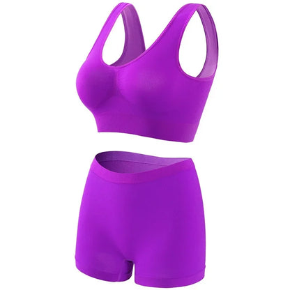 Seamless Bra Set Women Low Waist Underwear Female Tanks Bra Top Sexy Boyshort Panties Girls Casual Sports Lingerie Set Intimates