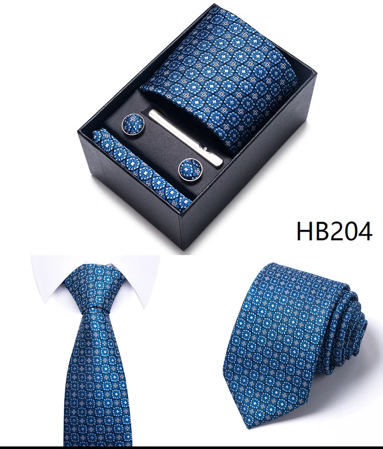 Mix Colors Wholesale 2023 New Style Wedding Gift Tie Pocket Squares Set Necktie Box Men Fit Wedding Blue Paisley