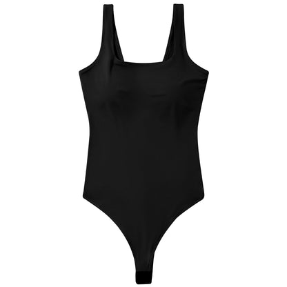 Bodysuits Women Sexy Body Suit One-Piece Romper Solid Sexy Sleeveless Square Neck Padded Tank Tops Jumpsuit Streewear Ladies