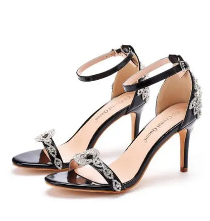 Women Sandals Summer High Heels Peep Toes  Bridal Shoes Party Luxury diamond Ladies White Wedding Shoe