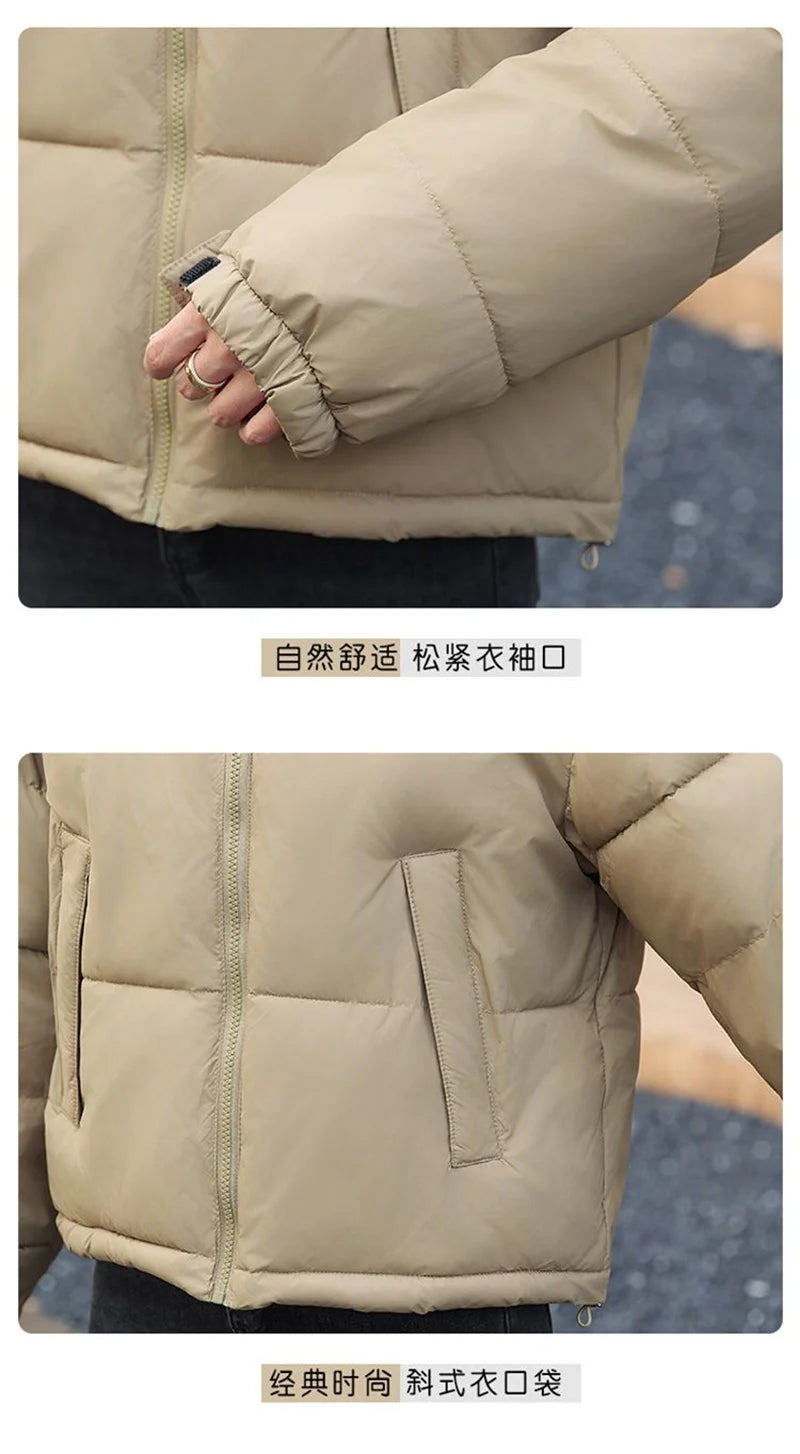 Winter Short Stitching Contrast Down Cotton-Padded Jacket Women's New 2023 Fashion Loose Padded Jacket Clothes Women Coat