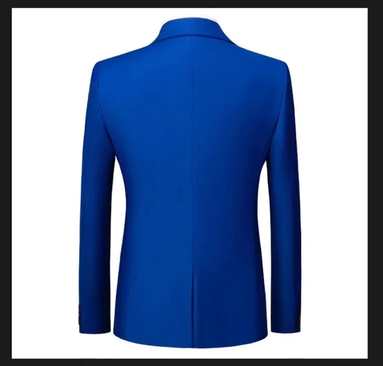 New Men Pure Colour Business Social Office Suit Slim Fit Jacket Fashion Simple Groom Wedding Tuxedo Dress Blazers Coats