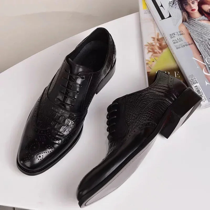 Plus Szie 48 Brock Oxford retro crocodile leather men formal spring autumn new 's for Work Casual business shoes Wedding shoes