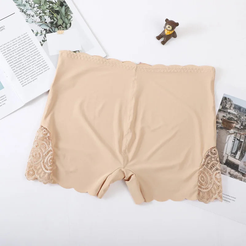 Sexy Lace Edge Seamless Safety Short Pants Summer Soft Ice Silk Breathable Short Tights Under Skirt Shorts Women Modal Underwear