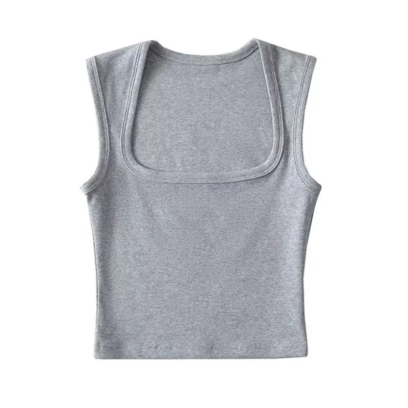 Deep Square Collar Vests 2023 Summer New Fashion Sexy Women's Crop Tops Sling Vest Camis