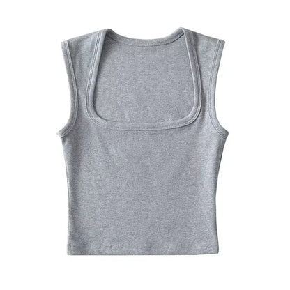 Deep Square Collar Vests 2023 Summer New Fashion Sexy Women's Crop Tops Sling Vest Camis