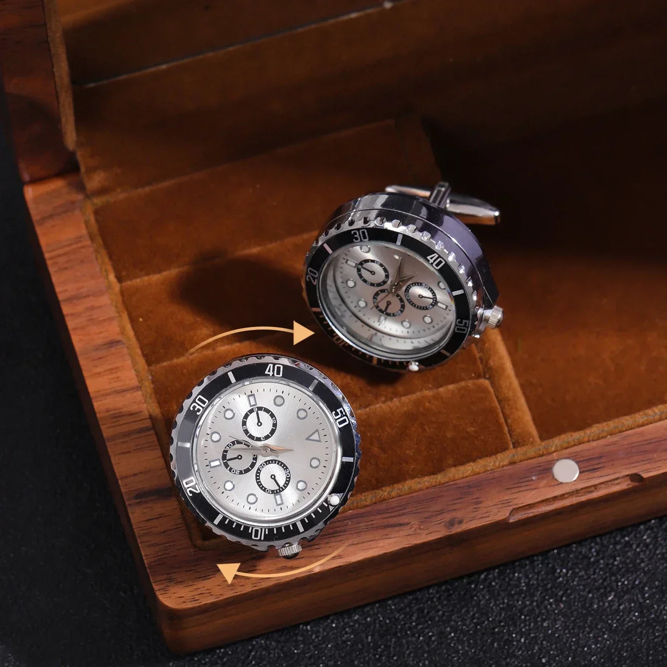 Clock Cufflinks Light Luxury Personalized Art Men's Women's French Suit Shirts Rotatable  Wedding Anniversary Holiday Gifts