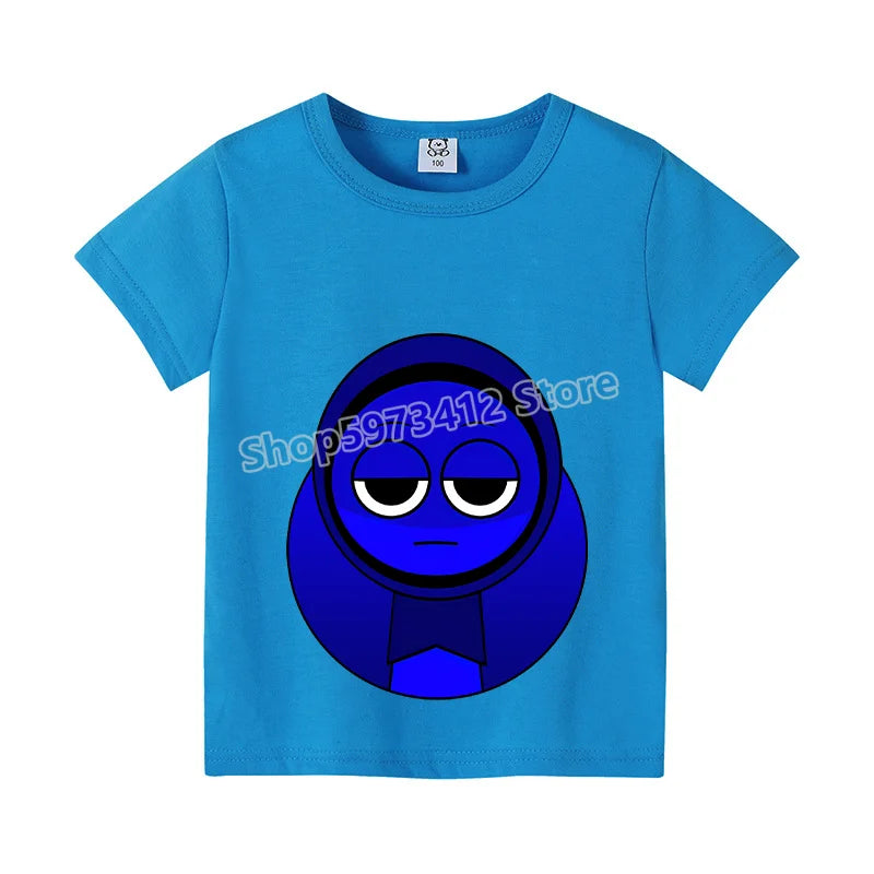 Sprunki Kids T-shirt Summer Children Incredibox Game Cotton Short Sleeve Top Boy Anime Fashion Cute Tee Girl Casual Clothes Gift