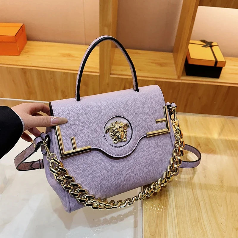 Premium Retro Messenger Bag Women - Textured Leather Shopper with Custom Paris Letter Logo & Versatile Crossbody Strap Design