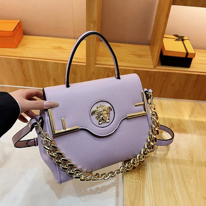 Premium Retro Messenger Bag Women - Textured Leather Shopper with Custom Paris Letter Logo & Versatile Crossbody Strap Design