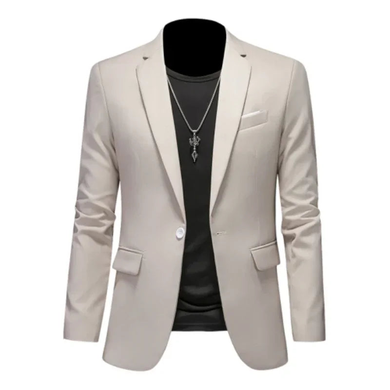 Boutique Fashion Suit Men's Slim Groom Wedding Suit Jacket Business Office Suit Casual Solid Color Suit Jacket