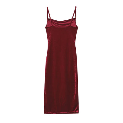 Europe and the United States Women's Fashion 2024 New Spring and Summer Fashion Sexy Slim Slit Halter Dress Woman
