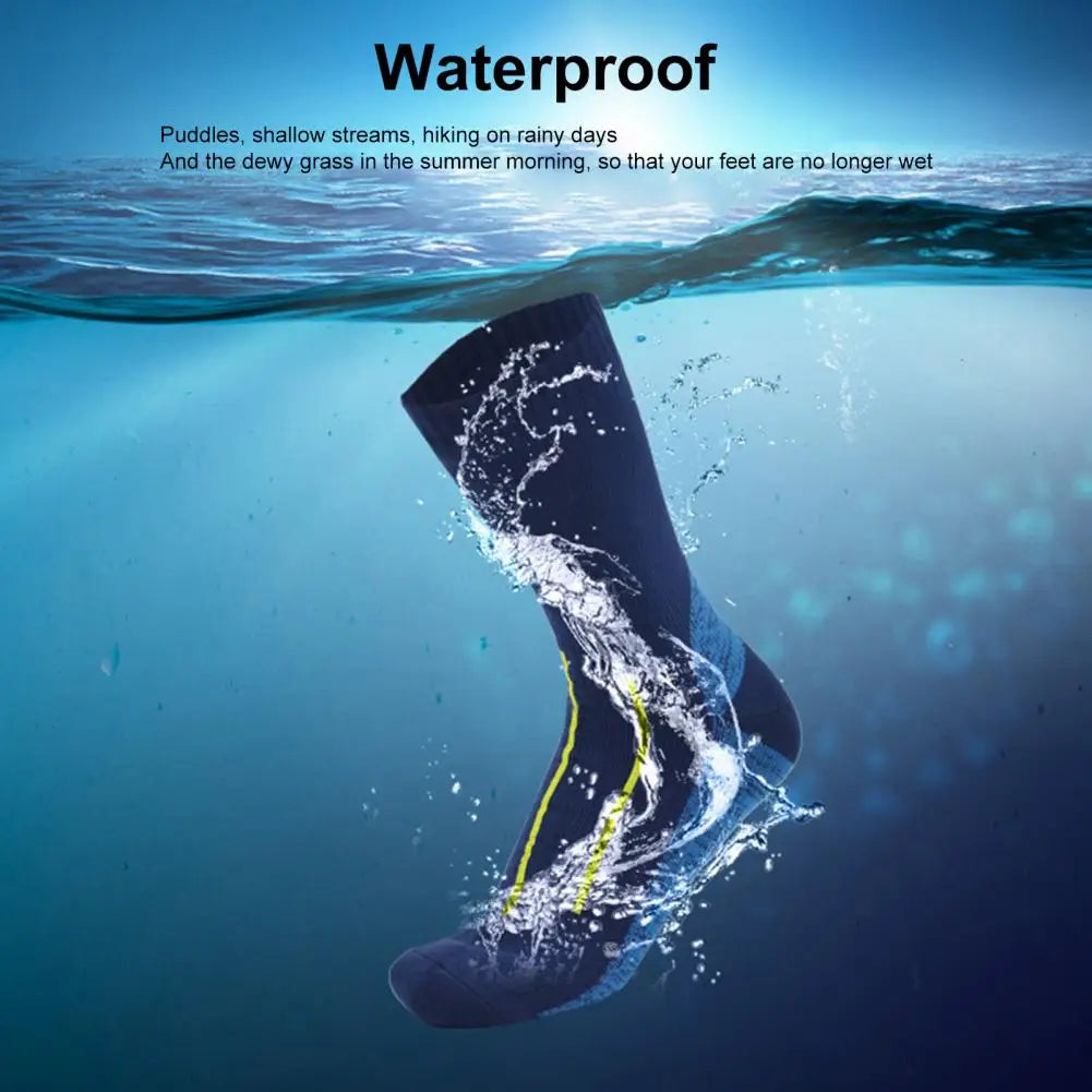 1 Pair Waterproof Hiking Socks Elastic Breathable Mid-Tube Skiing Socks Soft Foot Protection Wading Skiing Socks For Winter