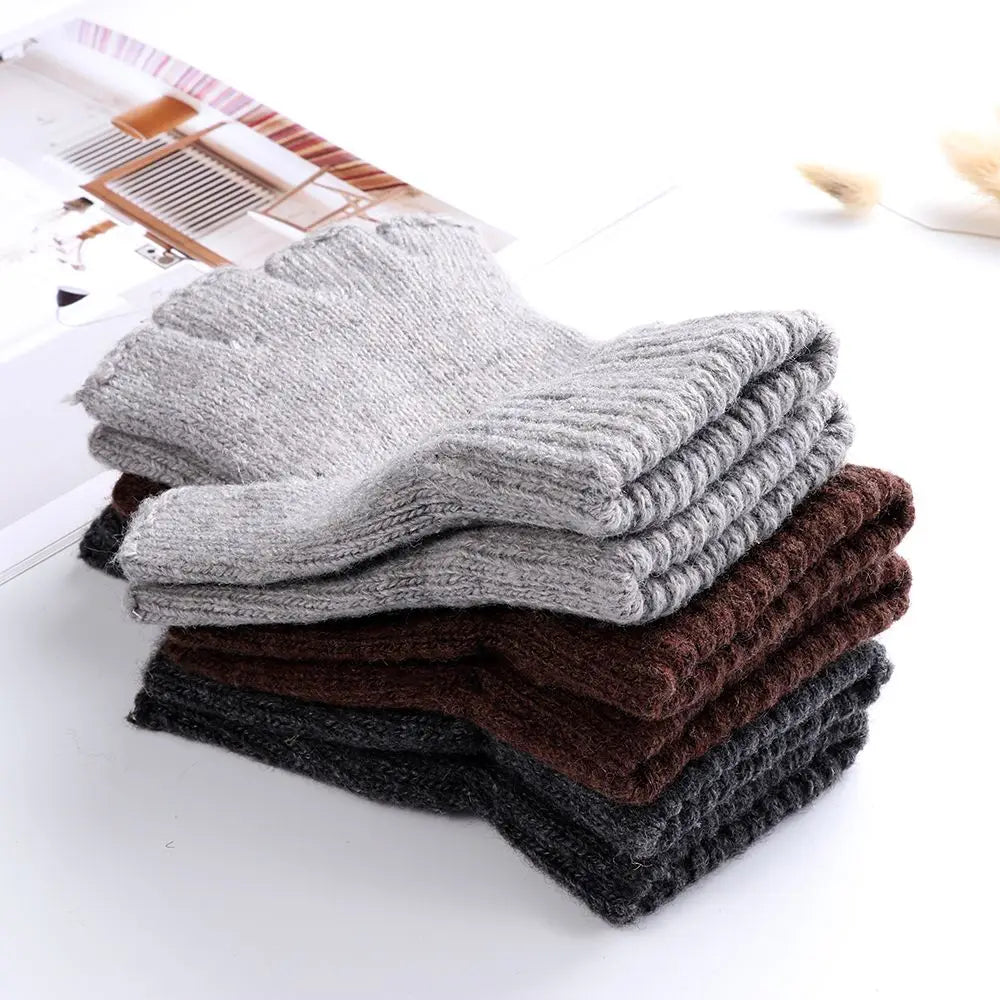 Unisex Half Finger Gloves Winter Warm Wool  Knitted Fingerless Gloves Cashmere Stretchy Typing/Texting Gloves for Women and Men