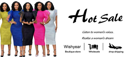 New Women’s Slim Fit Bodycon Dress | O Neck, Ruffle Sleeves, and Package Hips | Office Fashion, Evening & Party Gown