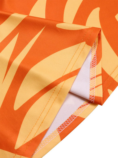 Women's 2024 Autumn New Style Fashionable Elegant Temperament Fashionable Printed Strap Waist Large Skirt Large Size Dress