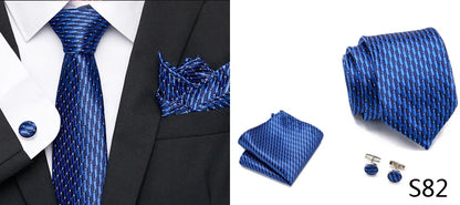 Hot Sale Holiday Gift Tie Pocket Squares Cufflink Set Necktie Dot Man Dark Grey Wedding Accessories Performance