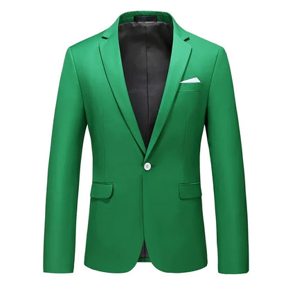 New Men Pure Colour Business Social Office Suit Slim Fit Jacket Fashion Simple Groom Wedding Tuxedo Dress Blazers Coats