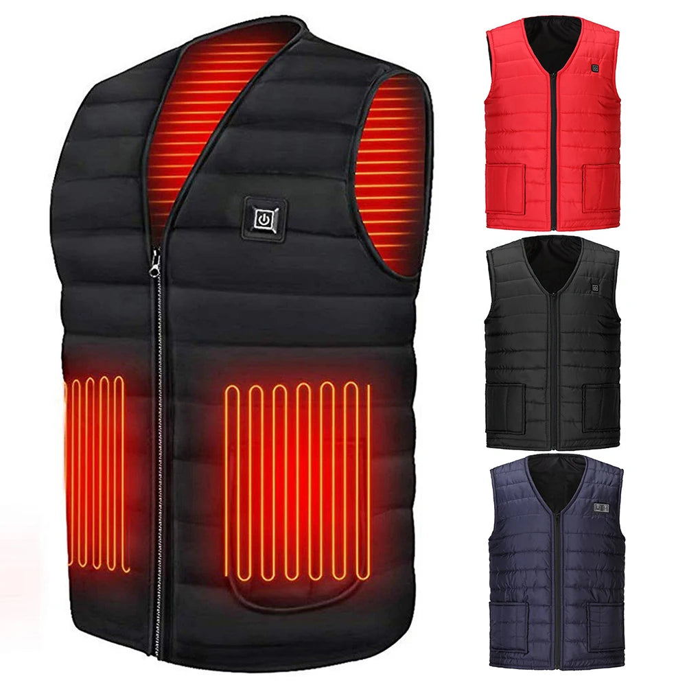 Unisex Heated Vest 9 Area Heating Thermal Jacket USB Electric Heating Vest Men Women Smart Headed Waistcoat for Outdoor Camping