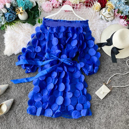 2024 Spring Sexy off shoulder dresses bandage short Dress summer flower Party casual Women beach holiday a-line elegant dress
