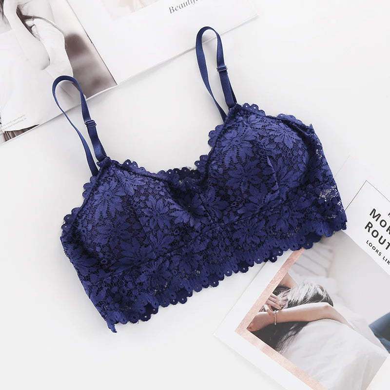 Sexy Women Push Up Wireless Lace Bra Top Women Plus Size Bralette Underwear Lingerie Full Cup Low Back Underwear