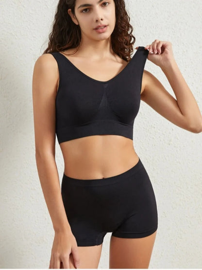 Seamless Bra Set Women Low Waist Underwear Female Tanks Bra Top Sexy Boyshort Panties Girls Casual Sports Lingerie Set Intimates