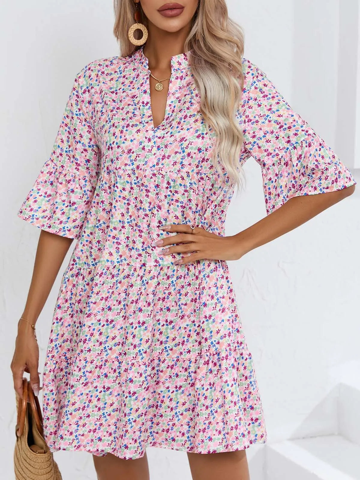 Women's Spring Summer Printed Dress Long Sleeve Flared Mid-Length Official Store Exclusive New Arrivals