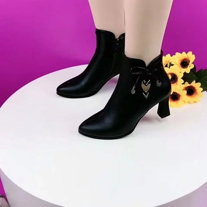 2024 high-heeled boots female spring and autumn single boots new women's shoes zip white waterproof Taiwan high-heeled shoes