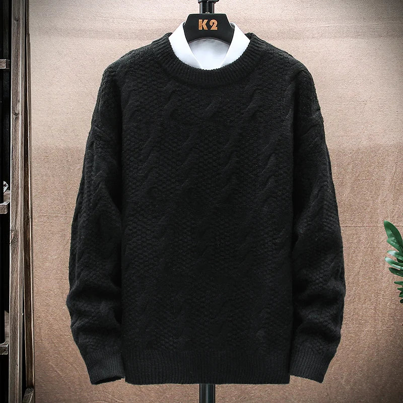 Round Neck Knitwear Sweater New Autumn/Winter Mock Neck Sweatshirts Solid Color Pullovers Man Brand Casual Mens Clothing