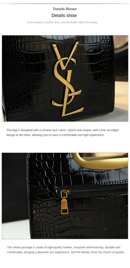 High-grade light luxury handbag 2024 new autumn and winter fashion Tote bag women's crocodile print single shoulder crossbodybag