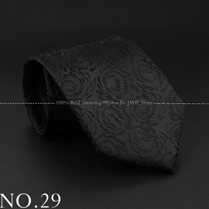 New Design Wedding Men Tie Black Solid Striped Paisley Flower Neckties Men Business Dropshipping Groom Collar Accessories Gift