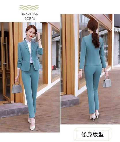Women Spring Autumn New Fashion Professional Suit Matching Set Korean Elegant Casual Blazer Coat Pants Two-piece Female Clothing
