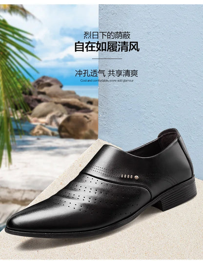 Zapatos Spring Men Leather Shoe Carved Business Formal Dress British Style Large Size Men Shoe Hollowed Out Perforated Men Shoes