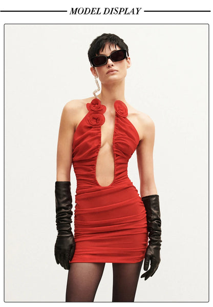 VC Evening Dresses For Women Deep V Neck Sexy Sleeveless Bodycon Female Clothes Red Cocktail Party Vestidos