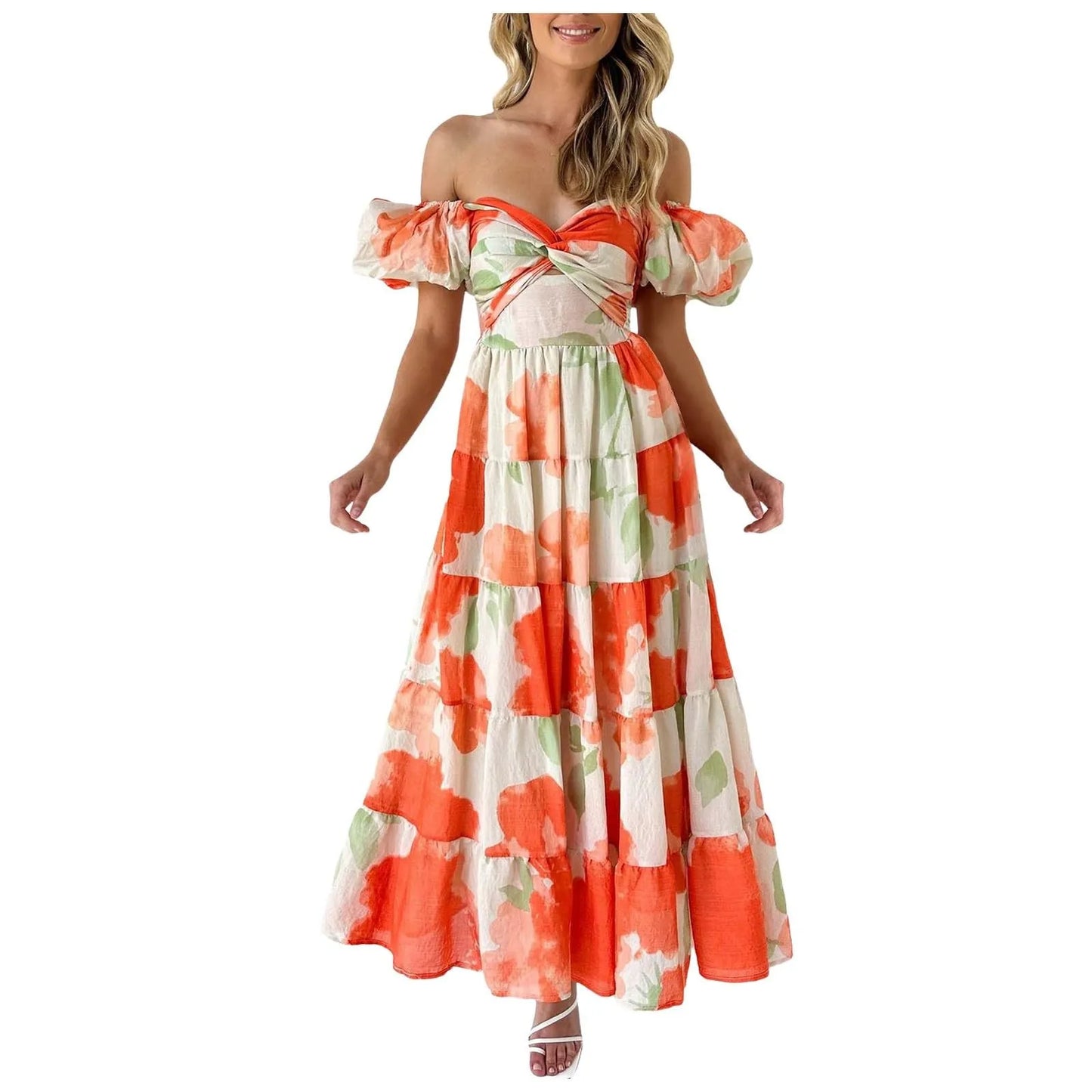 Vestidos Para Mujer Spring Formal Dresses For Women V-Neck Floral Long Dress Casual Summer Dresses For Women Floral Formal Dress