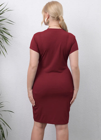 Plus Size Plus Size Women's Side Slit Bodycon Skirt Smooths Your Silhouette Simple Casual Dress European And American Fashion...
