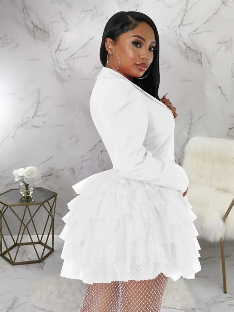 women Elegant and chic dress long sleeve spring female fashion dress mash blazer dress wholesale dropshipping