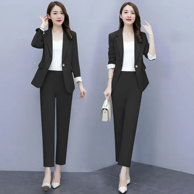 Women's 2025 Spring New Casual Blazers Jacket Matching Set Korean Elegant Chic Professional Suit Coat+Vest+Pants Three Piece